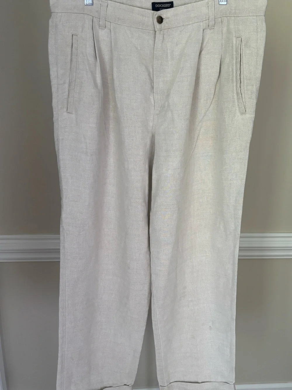 Vintage Dockers Men's Khakis Light Beige Linen-Blend